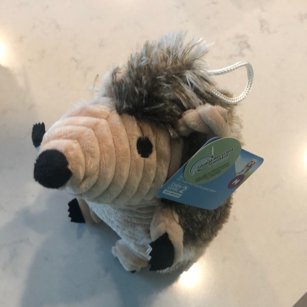 Plush Hedgehog Toy for Small Pets - Cream and Brown